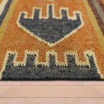 Orange Hand Woven Geometric Wool Jute Rug