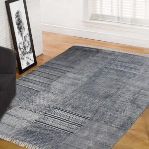 Hand Block Printed Abstract Cotton Rug