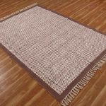 Hand Block Printed Brown Geometric Cotton Rug