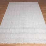 Grey White Hand Block Printed Cotton Area Rug