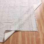 Grey White Hand Block Printed Cotton Area Rug