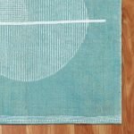 Sky Blue Premium Cotton Dhurrie Block Printed Rug