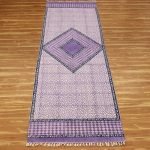 Purple Block Printed Cotton Living Room Area Rug