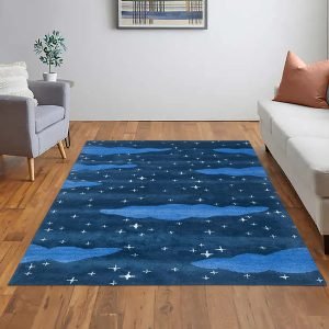 Hand Tufted Wool Blue Bedroom Area Rugs