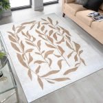 Hand Tufted Wool White Beige Floral Rugs