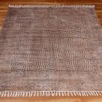 Brown Hand Block Printed Cotton Area Rug