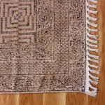 Brown Hand Block Printed Cotton Area Rug