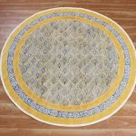 Yellow Hand Block Printed Doormate Area Rug