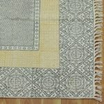 Gray Cotton Hand Block Printed Beautiful Rug