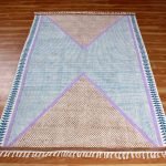 Blue Cotton Hand Block Printed Area Rug