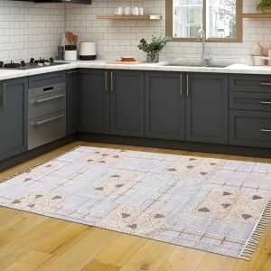 Natural Cotton Hand Block Printed Area Rug