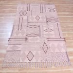 Brown Thread Work Rug Cotton Area Carpet