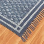 Blue Hand Block Printed Bedroom Area Rug