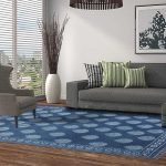 Hand Block Printed Blue Cotton Area Rug