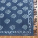 Hand Block Printed Blue Cotton Area Rug