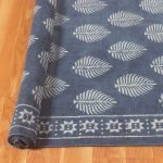 Hand Block Printed Blue Cotton Area Rug