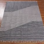 Hand Block Printed Black Abstract Cotton Rug