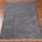 Black Cotton Block Printed Abstract Area Rug