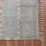 Natural Cotton Hand Block Printed Area Rug