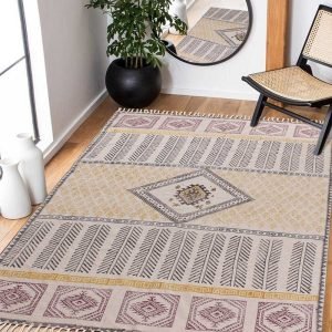 Natural Cotton Hand Block Printed Area Rug