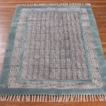 Blue Hand Block Printed Cotton Area Rug