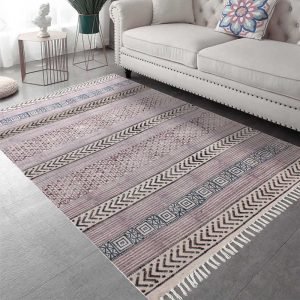 Pink Hand Block Printed Cotton Area Rug