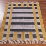 Hand Block Printed Yellow Striped Cotton Rug