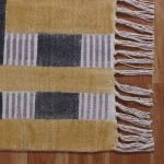 Hand Block Printed Yellow Striped Cotton Rug