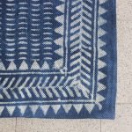 Hand Block Printed Blue Cotton Area Rug