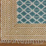 Blue Hand Block Printed Bedroom Area Rug