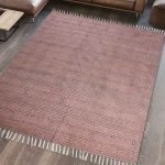 Hand Block Printed Cotton Brown Abstract Rug