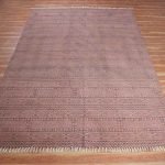 Hand Block Printed Cotton Brown Abstract Rug