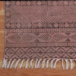 Hand Block Printed Cotton Brown Abstract Rug