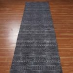 Abstract Black Hand Block Printed Cotton Rug