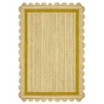 Hand Braided Scalloped Yellow Jute Rug