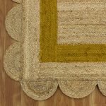 Hand Braided Scalloped Yellow Jute Rug