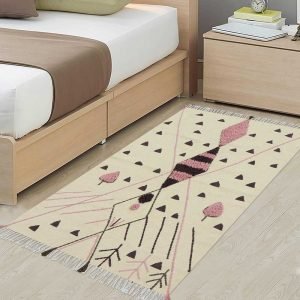 Moroccan Hand Embroidery Beige Area Rug