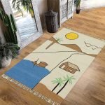 Cotton Dhurrie Hand Embroidery Living Room Kids Rug