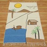 Cotton Dhurrie Hand Embroidery Living Room Kids Rug