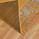 Embroidery Cotton Brown Dhurrie Living Room Area Rug