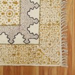 Beige Hand Embroidery Modern Bedroom Cotton Rug