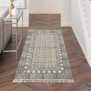 Hand Embroidery Modern Grey Home Decor Cotton Rug