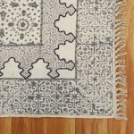 Hand Embroidery Modern Grey Home Decor Cotton Rug