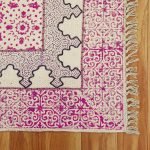 Hand Embroidery Cotton Pink Modern Large Lobby Area Rug