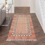 Red Hand Embroidery Dhurrie Modern Area Rug