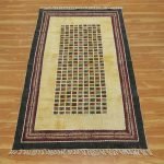 Yellow Cotton Hand Embroidery Morden Kitchen Area Rug