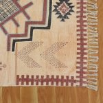 Modern Brown Cotton Dhurrie Hand Embroidery Area Rug