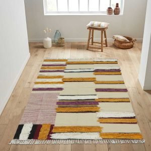 Natural Cotton Rug Hand Tufted Lake House Area Dhurrie