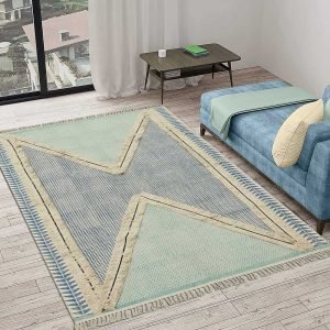 Blue Hand Tufted Cotton Dhurrie Large Kitchen Area Rug