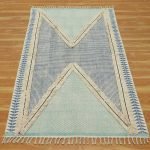 Blue Hand Tufted Cotton Dhurrie Large Kitchen Area Rug